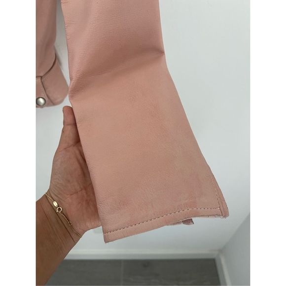 MUUBAA London Pink Biker Sheep Leather Jacket Size 6 - Picture 6 of 10
